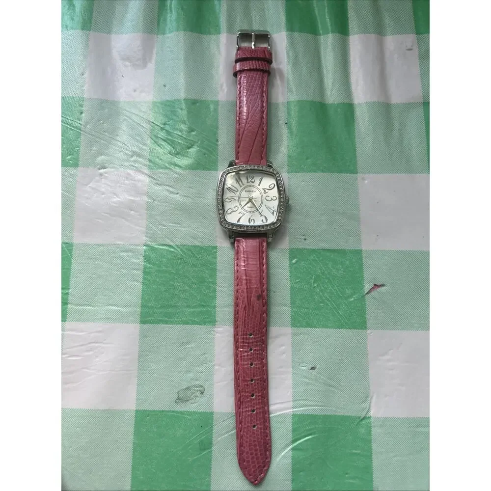 Embassy By Gruen Silver Tone Pink Band Women’s Quartz Watch